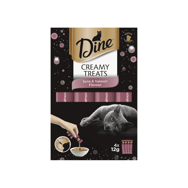 Dine Creamy Treats Wet Cat Food with Tuna and Salmon Flavor 40g 8 Pack