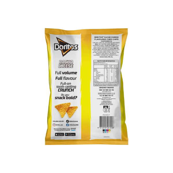 Doritos Nacho Cheese Corn Chips 170g Perfect for Sharing and Snacking