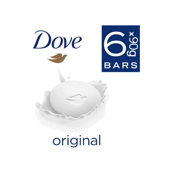 Dove Original Beauty Cream Bar Soap Pack of 6 x 90g