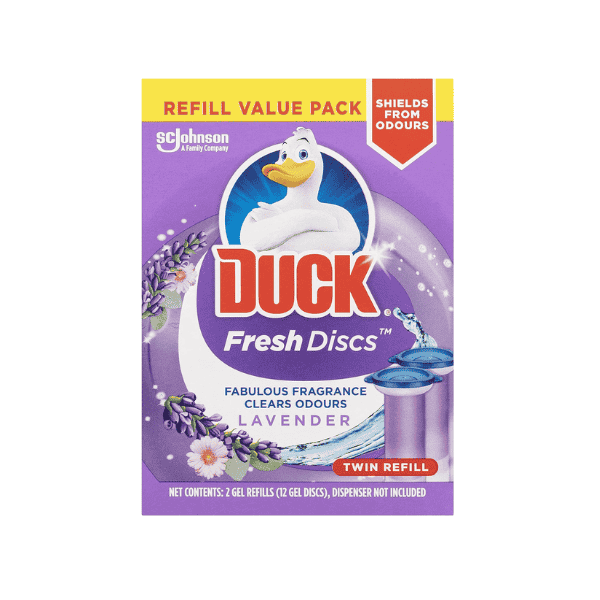 Duck Fresh Discs Twin Refill Lavender Scent 12 Toilet Discs 2 x 36mL Tubes