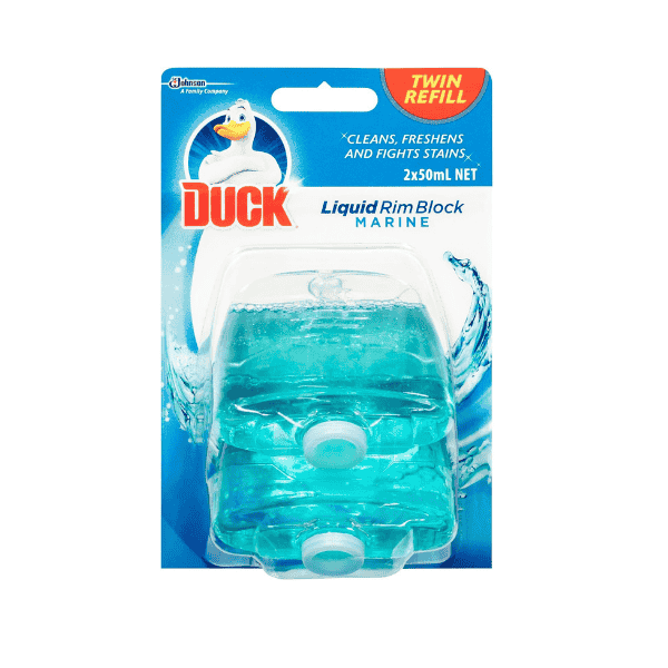 Duck Liquid Rim Block Toilet Cleaner Marine Scent,Twin Refill 50mL 2 Count