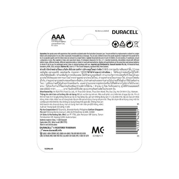 Duracell Coppertop AAA Batteries 4 Pack