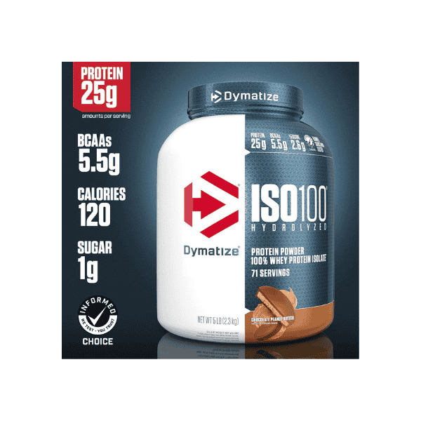 Dymatize ISO100 100% Hydrolyzed Whey Protein Isolate Chocolate Peanut Butter 2.3kg