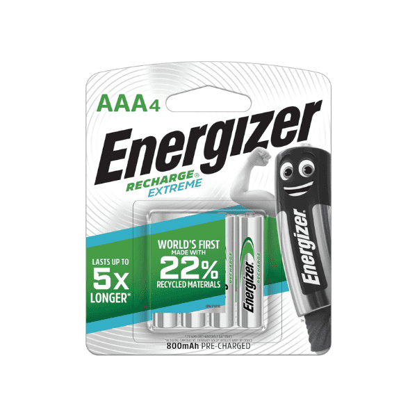 Energizer Recharge Extreme AAA Rechargeable Batteries pack of 4