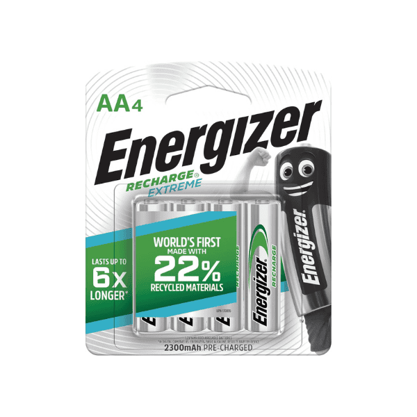 Energizer Recharge Extreme AA Rechargeable Batteries Pack of 4