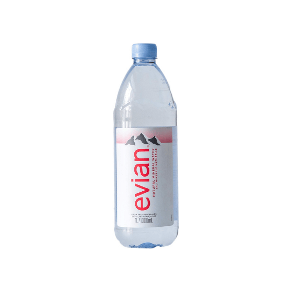 Evian Natural Mineral Water 12 x 1L Bottles for Pure Hydration