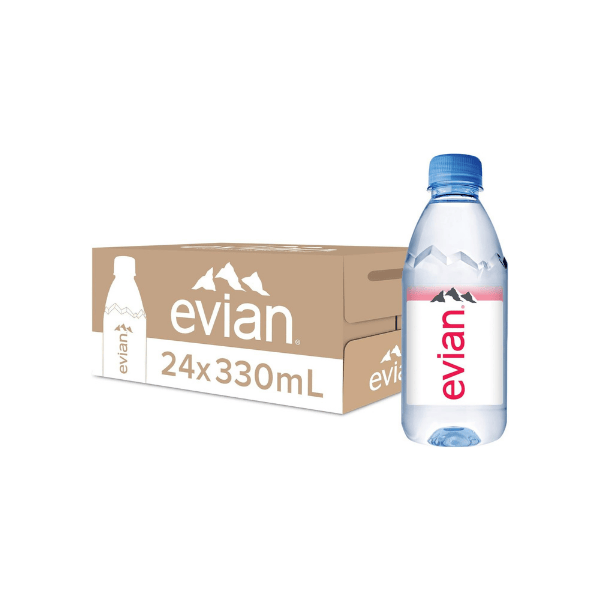 Evian Natural Mineral Water Bottles 24 Pack of 330ml Premium Hydration