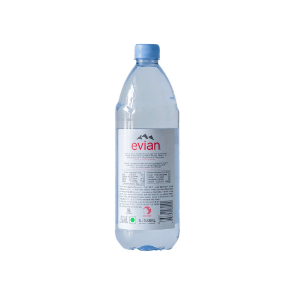 Evian Natural Mineral Water 12 x 1L Bottles for Pure Hydration