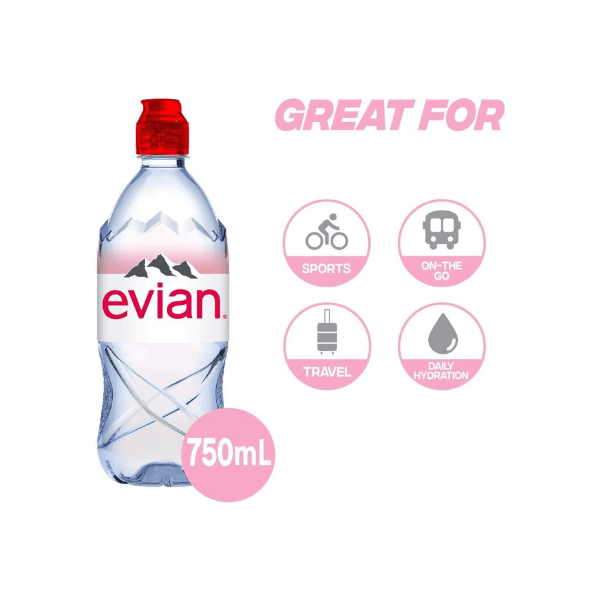 Evian Natural Mineral Water 12 Pack of 750ml Bottles Premium Hydration