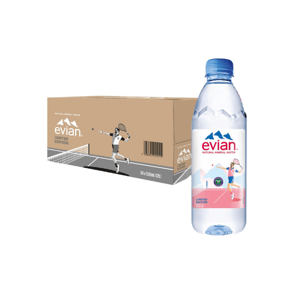 Evian Natural Mineral Water 24 Pack of 500ml Bottles Refreshing Hydration