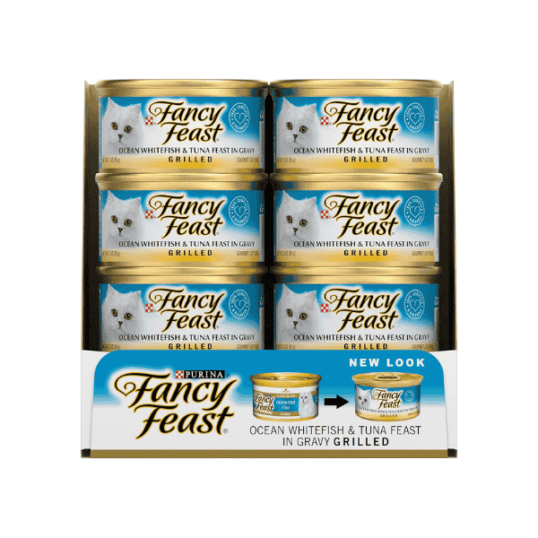 FANCY FEAST Grilled Ocean Whitefish & Tuna in Gravy 24-Pack 85g Delicious Wet Cat Food