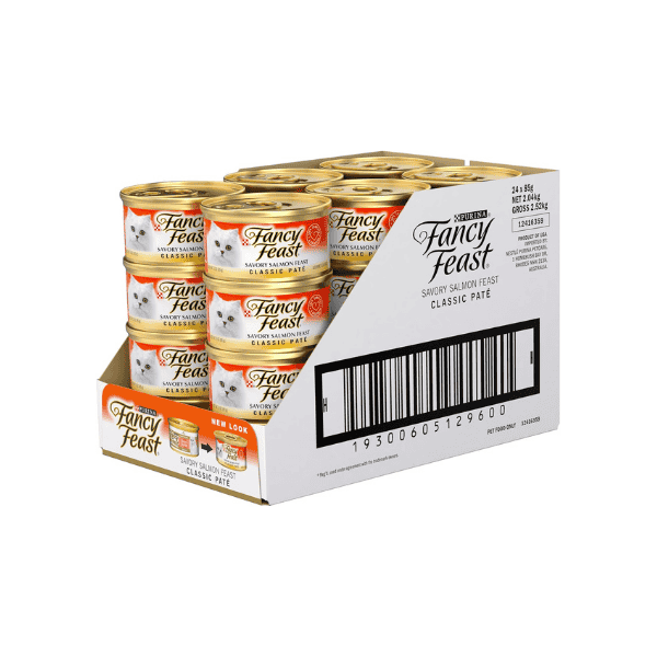 FANCY FEAST Adult Savoury Salmon Pate Wet Cat Food 24x85g Premium Salmon Pate