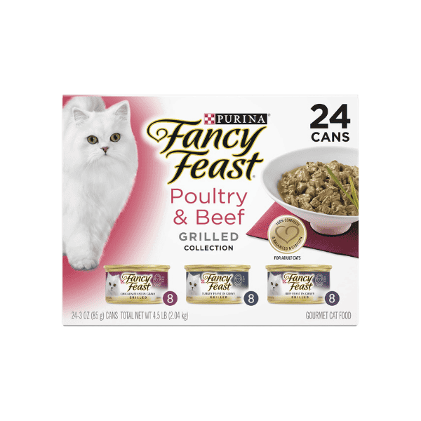 FANCY FEAST Classic Poultry & Beef Grilled Collection 24x85g Delicious Wet Food for Cats