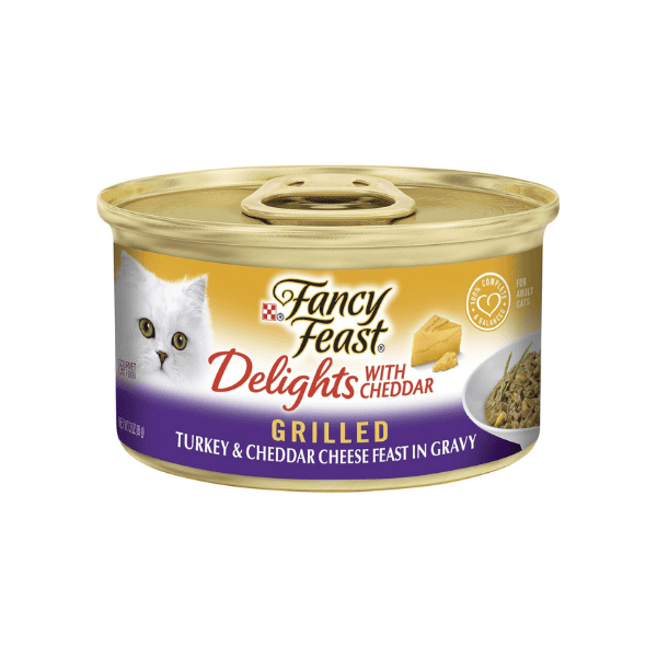 Fancy Feast Turkey & Cheddar Cheese Feast in Gravy 24 Cans of Gourmet Flavor for Cats