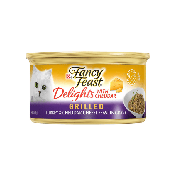 Fancy Feast Turkey & Cheddar Cheese Feast in Gravy 24 Cans of Gourmet Flavor for Cats