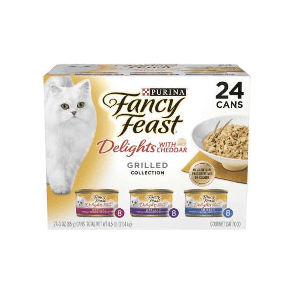 FANCY FEAST 24x85g Delights with Cheddar Grilled Collection Gourmet Cat Food