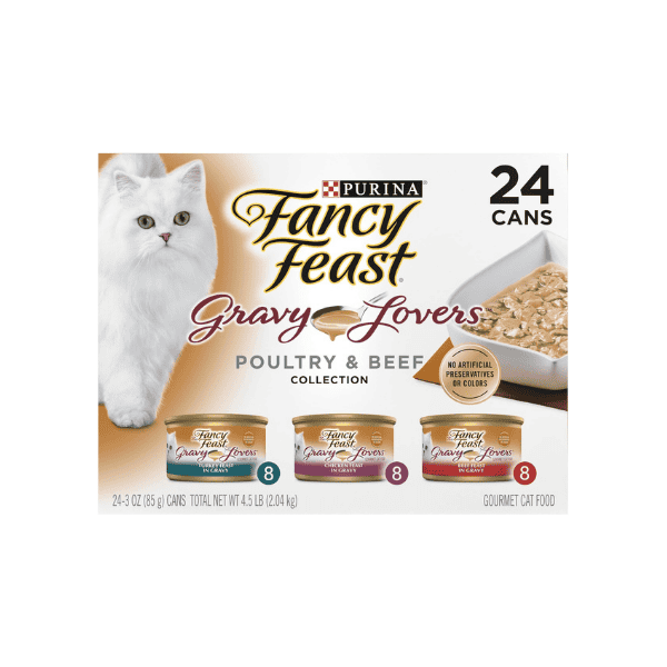 FANCY FEAST Gravy Lovers Poultry & Beef Wet Cat Food 24-Pack 85g Delicious Meal