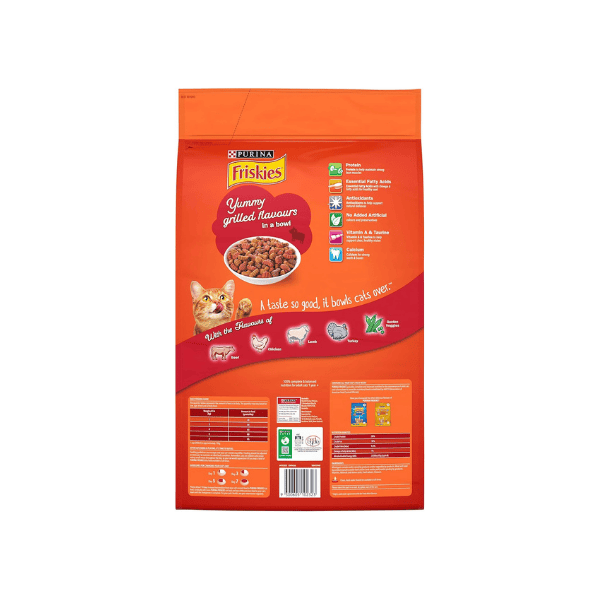 FRISKIES Meaty Grills 10kg Adult Cat Food with Tasty Grilled Meat Flavor