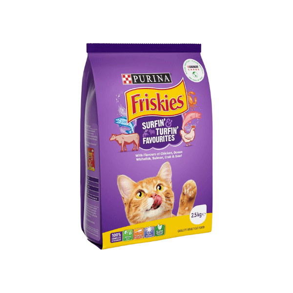 FRISKIES Surfin' & Turfin' Favourites Adult Cat Food 2.5kg Perfect for Seafood Lovers