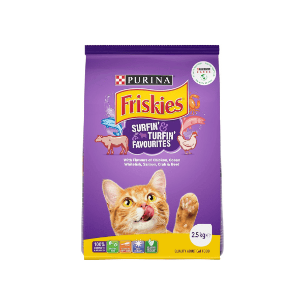 FRISKIES Surfin' & Turfin' Favourites Adult Cat Food 2.5kg Perfect for Seafood Lovers