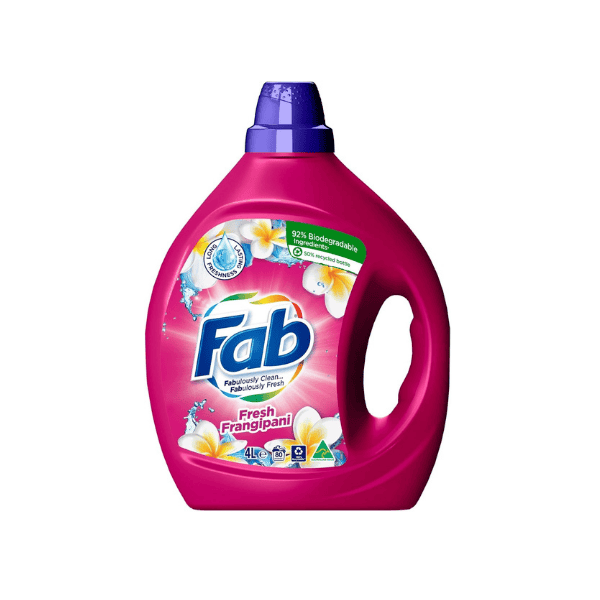 Fab Fresh Frangipani 4L Liquid Laundry Detergent Front and Top Loader