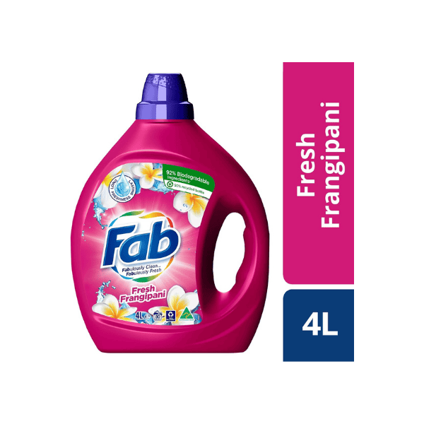 Fab Fresh Frangipani 4L Liquid Laundry Detergent Front and Top Loader