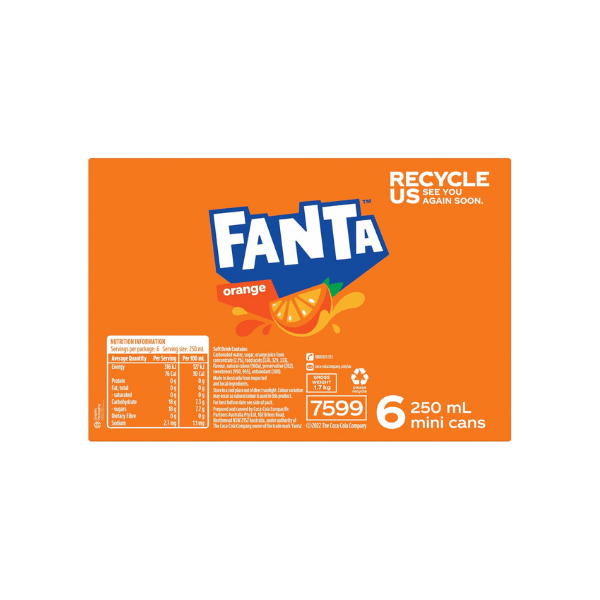 Fanta Orange Mini Can Multipack (6 x 250 mL)