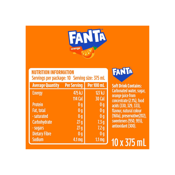 Fanta Orange Soft Drink Can Multipack (10 x 375 mL)