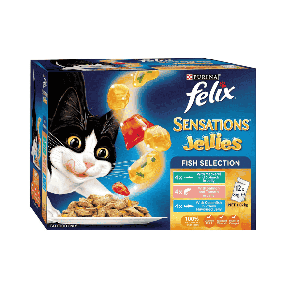 Felix Adult Sensations Jelly Fish Variety Wet Cat Food 60 x 85g