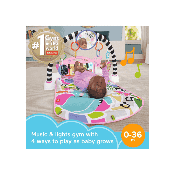 Fisher-Price Musical Baby Gym Glow and Grow Kick & Play Mat for Infants in Pink