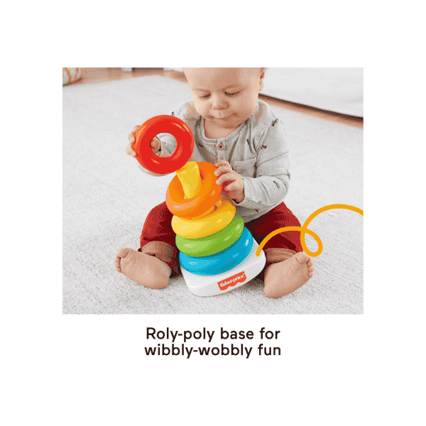 Fisher Price Rock a Stack Toy with Roly Poly Base & 5 Colorful Rings for 6+ Months