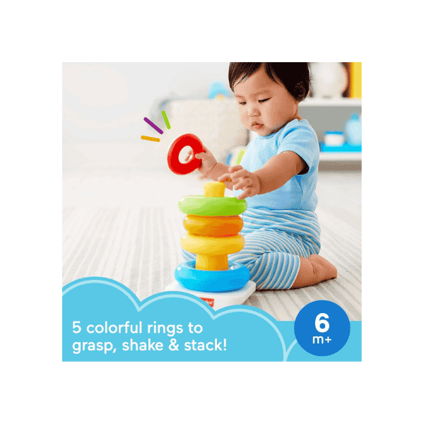 Fisher Price Rock a Stack Toy with Roly Poly Base & 5 Colorful Rings for 6+ Months