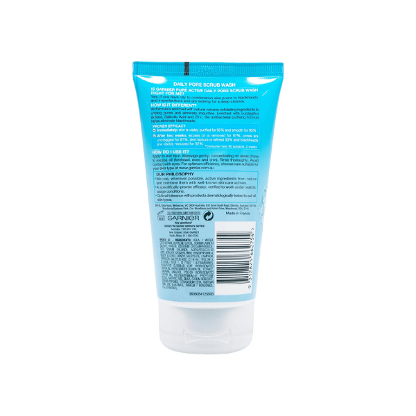 Garnier Pure Active Daily Pore Scrub Wash: Refresh and Revitalize 150ml