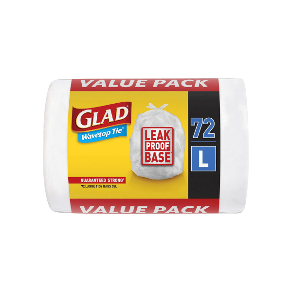 Glad Wavetop Tie Rubbish Bags 35L Large Kitchen Tidy Bags 72 Count