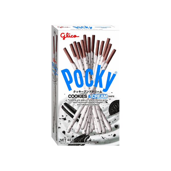 Glico Pocky Cookies & Cream Biscuit Sticks 40g Ideal for Snacking & Gifting