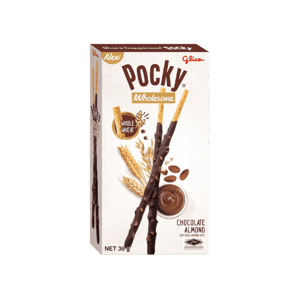 Glico Pocky Wholesome Almond Chocolate Biscuit Sticks 36g Sweet & Crunchy Treat