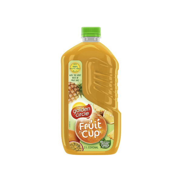 Golden Circle Fruit Cup Cordial 2L - No Artificial Additives Makes 10L | Recyclable Bottle