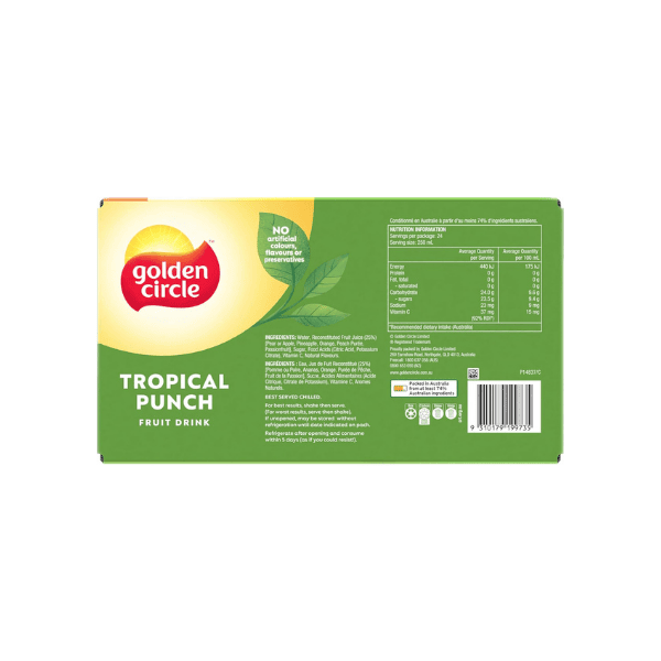 Golden Circle Tropical Juice Poppers 250ml No Added Sugar No Artificial Colours (24 Pack)