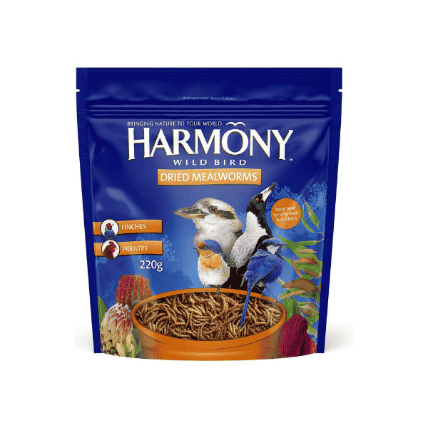 HARMONY Dried Mealworms 220g The Ultimate Bird Treat for Finches & Backyard Birds