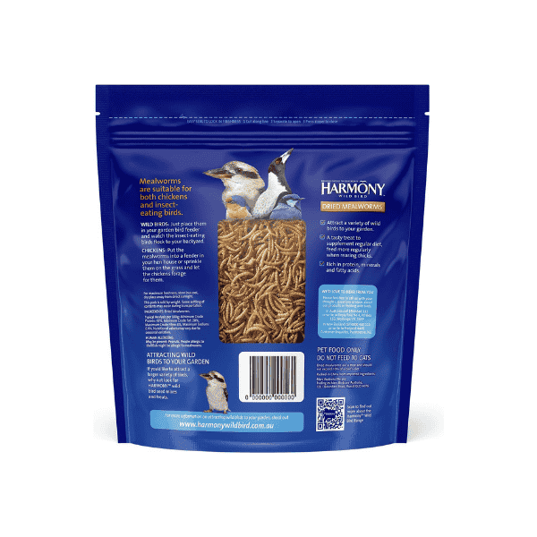 HARMONY Dried Mealworms 220g The Ultimate Bird Treat for Finches & Backyard Birds