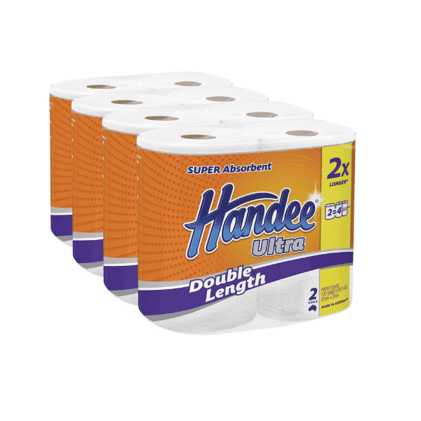 Handee Ultra Double Length Paper Towels 8 Rolls 120 Sheets Per Roll