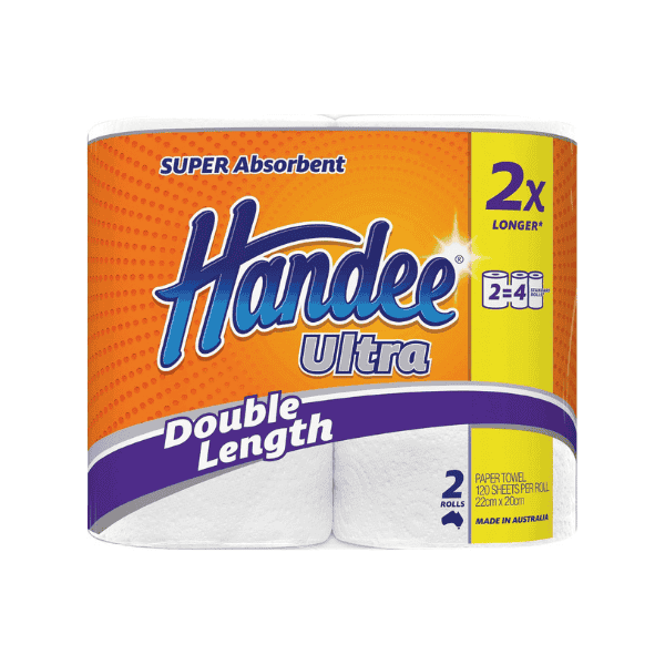 Handee Ultra Double Length Paper Towels 8 Rolls 120 Sheets Per Roll