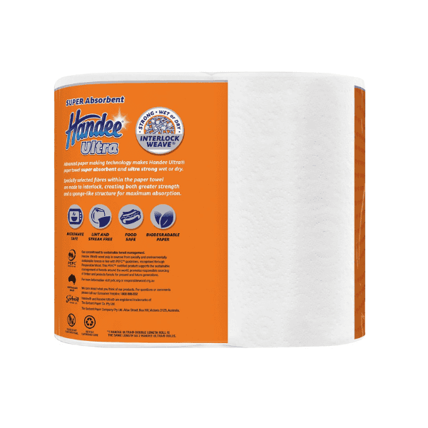 Handee Ultra Double Length Paper Towels 8 Rolls 120 Sheets Per Roll