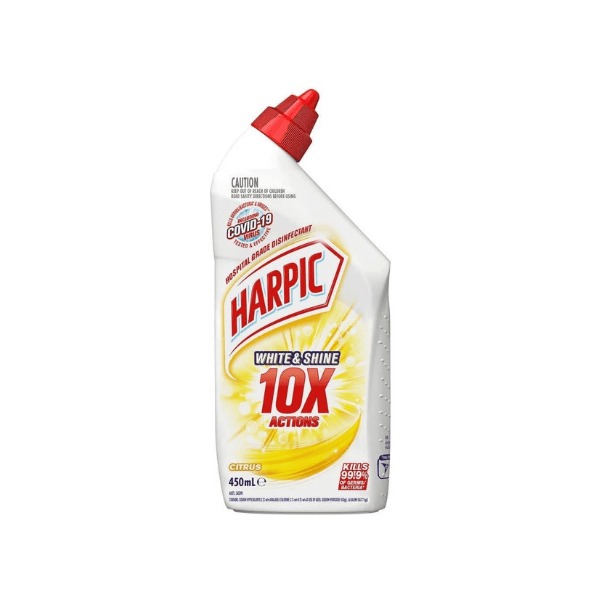 Harpic Citrus Bleach Gel Toilet Cleaner 450mL White & Shine Formula