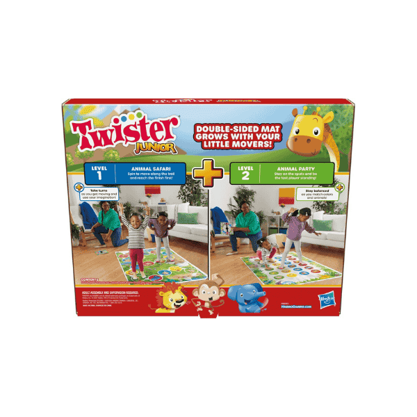 Hasbro Gaming Twister Junior 2 Sided Animal Adventure Mat For Kids 3+ 24 Players