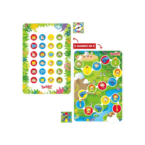 Hasbro Gaming Twister Junior 2 Sided Animal Adventure Mat For Kids 3+ 24 Players