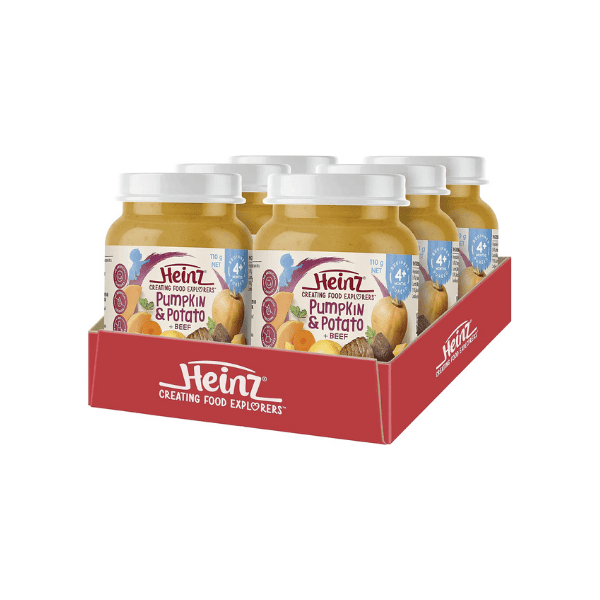 Heinz Baby Food Pouch Pumpkin Potato & Beef 110g 6-Pack Healthy No Artificial Colours or Preservatives