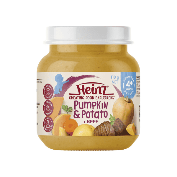 Heinz Baby Food Pouch Pumpkin Potato & Beef 110g 6-Pack Healthy No Artificial Colours or Preservatives