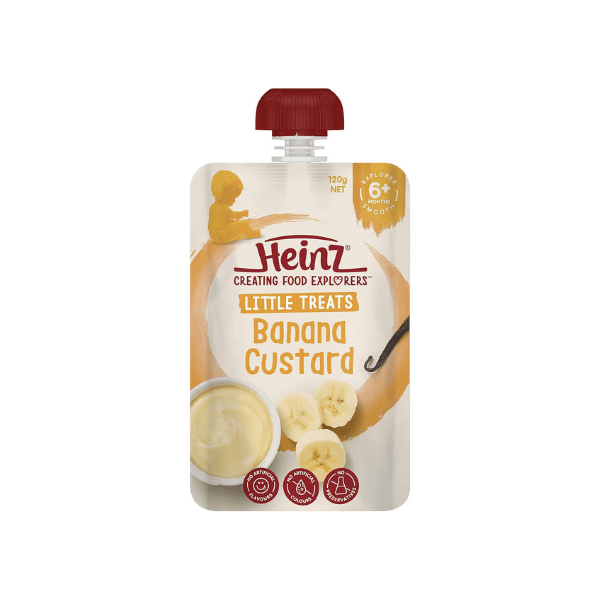 Heinz 6+ Months Banana Custard Baby Food Pouch 120g Pack of 6 No Added Colours No Artificial Additives