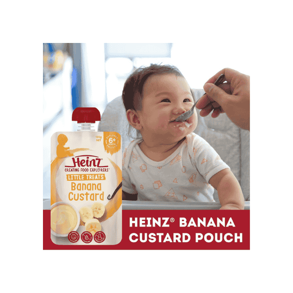 Heinz 6+ Months Banana Custard Baby Food Pouch 120g Pack of 6 No Added Colours No Artificial Additives